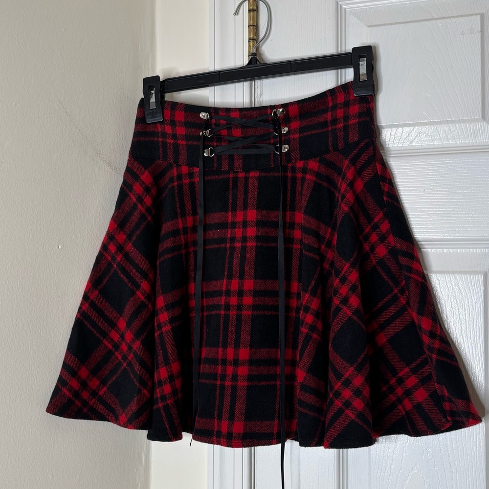 Plaid Red and Black Women's Cotton Skirt